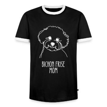 Line Art Mom - Bichon Frise - Men's Ringer Shirt - black/white - Front - AI Model Female 172 light (172cm) & AI Model Male 178 light (178cm)