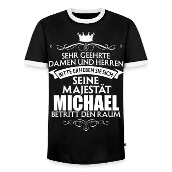 MICHAEL - Majestät - Männer Kontrast-T-Shirt - Schwarz/Weiß - Vorne - AI Model Female 172 light (172cm) & AI Model Male 178 light (178cm)
