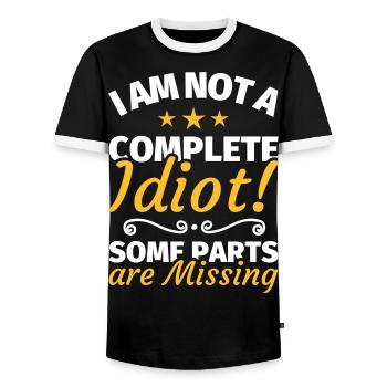 Idiot dork stupid funny saying - Men's Ringer Shirt - black/white - Front - AI Model Female 172 light (172cm) & AI Model Male 178 light (178cm)