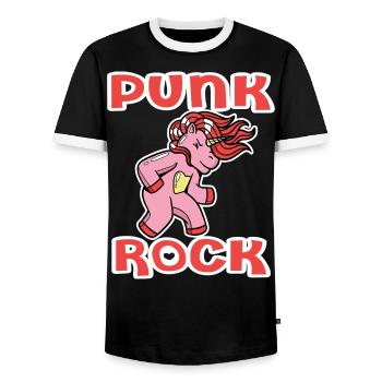 Punkrock Musik Punker Punkrock Irokesenschnitt - Männer Kontrast-T-Shirt - Schwarz/Weiß - Vorne - AI Model Female 172 light (172cm) & AI Model Male 178 light (178cm)