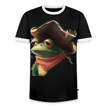 Piratenfrosch Frosch Piraten - Männer Kontrast-T-Shirt - Schwarz/Weiß - Vorne - AI Model Female 172 light (172cm) & AI Model Male 178 light (178cm)