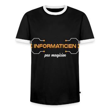 Je suis informaticien, pas magicien Humour travail - T-shirt contrasté Homme - noir/blanc - Devant - AI Model Female 172 light (172cm) & AI Model Male 178 light (178cm)