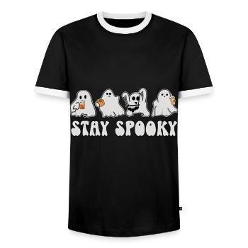 Ghosts Halloween - Stay Spooky - Men's Ringer Shirt - black/white - Front - AI Model Female 172 light (172cm) & AI Model Male 178 light (178cm)