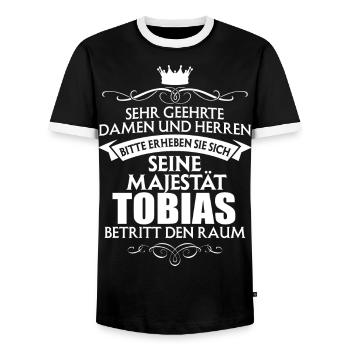 TOBIAS - Majestät - Männer Kontrast-T-Shirt - Schwarz/Weiß - Vorne - AI Model Female 172 light (172cm) & AI Model Male 178 light (178cm)