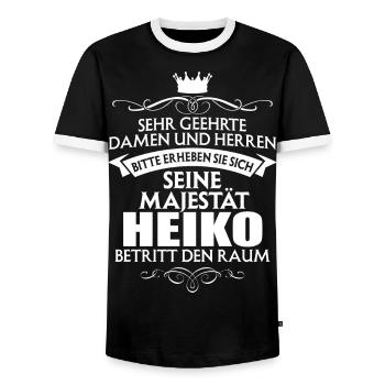 HEIKO - Majestät - Männer Kontrast-T-Shirt - Schwarz/Weiß - Vorne - AI Model Female 172 light (172cm) & AI Model Male 178 light (178cm)