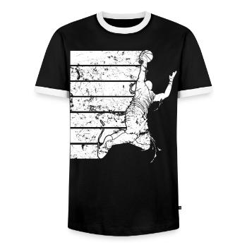 Basketball Streetball Basketballspieler Vintage - Männer Kontrast-T-Shirt - Schwarz/Weiß - Vorne - AI Model Female 172 light (172cm) & AI Model Male 178 light (178cm)