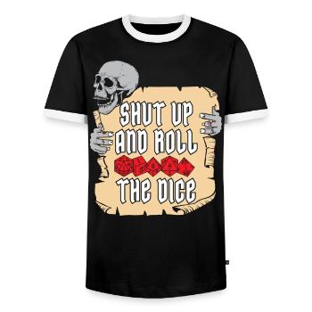 RPG Halt die Klappe und rolle die Würfel D20 - Männer Kontrast-T-Shirt - Schwarz/Weiß - Vorne - AI Model Female 172 light (172cm) & AI Model Male 178 light (178cm)