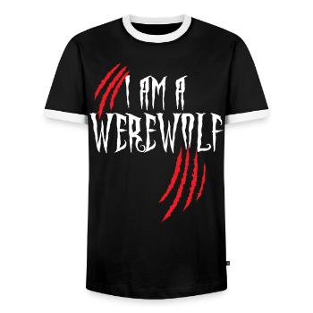 Je suis un cadeau de déguisement d'horreur d'Halloween de loup-garou - T-shirt contrasté Homme - noir/blanc - Devant - AI Model Female 172 light (172cm) & AI Model Male 178 light (178cm)