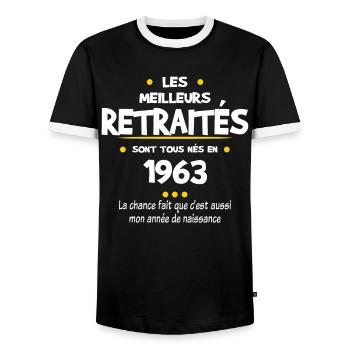Retraite et 1963 cadeau humour retraité - T-shirt contrasté Homme - noir/blanc - Devant - AI Model Female 172 light (172cm) & AI Model Male 178 light (178cm)