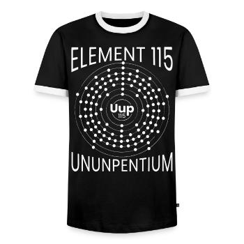 Element 115 Ununpentium UFO Extraterrestrial - Men's Ringer Shirt - black/white - Front - AI Model Female 172 light (172cm) & AI Model Male 178 light (178cm)
