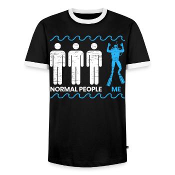 Normal People Me Funny Scuba Diving Aquaholic - Men's Ringer Shirt - black/white - Front - AI Model Female 172 light (172cm) & AI Model Male 178 light (178cm)