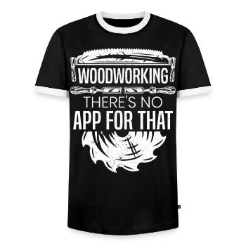 Woodworking There's No App For That Woodworker - Men's Ringer Shirt - black/white - Front - AI Model Female 172 light (172cm) & AI Model Male 178 light (178cm)