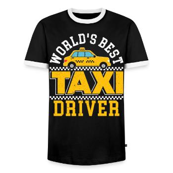 World's Best Taxi Driver Taxicab Cab Driver Cabbie - Men's Ringer Shirt - black/white - Front - AI Model Female 172 light (172cm) & AI Model Male 178 light (178cm)