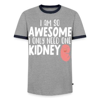 I Am So Awesome I Only Need One Kidney Organ Donor - Men's Ringer Shirt - grey/navy  - Front - AI Model Female 172 light (172cm) & AI Model Male 178 light (178cm)