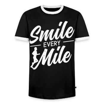 Smile Every Mile Marathon Runner Athlet Running - Männer Kontrast-T-Shirt - Schwarz/Weiß - Vorne - AI Model Female 172 light (172cm) & AI Model Male 178 light (178cm)
