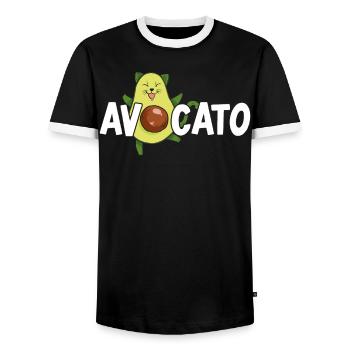Avocato Avocado Katzenliebhaber Vegan Kitty Vegetarisch - Männer Kontrast-T-Shirt - Schwarz/Weiß - Vorne - AI Model Female 172 light (172cm) & AI Model Male 178 light (178cm)