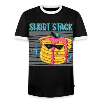 Short Stack Pancake Lover Breakfast Food Foodie - Men's Ringer Shirt - black/white - Front - AI Model Female 172 light (172cm) & AI Model Male 178 light (178cm)