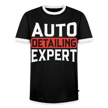 Auto Detailing Expert Car Detailer Polissage - T-shirt contrasté Homme - noir/blanc - Devant - AI Model Female 172 light (172cm) & AI Model Male 178 light (178cm)