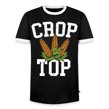 Crop Top Culture du maïs Agriculture agricole - T-shirt contrasté Homme - noir/blanc - Devant - AI Model Female 172 light (172cm) & AI Model Male 178 light (178cm)