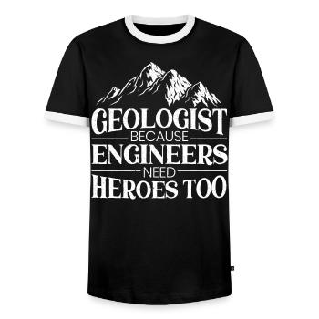 Geologist Because Engineers Need Heroes Too - Men's Ringer Shirt - black/white - Front - AI Model Female 172 light (172cm) & AI Model Male 178 light (178cm)