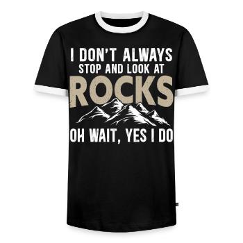 I Don't Always Stop And Look At Rocks Geology - Men's Ringer Shirt - black/white - Front - AI Model Female 172 light (172cm) & AI Model Male 178 light (178cm)