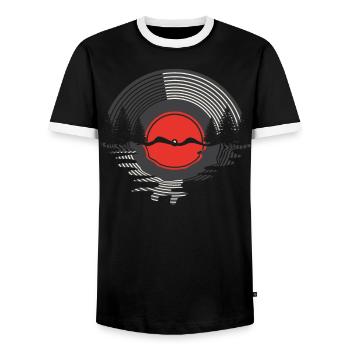 Vinyl Record Album Classic Music Player Lover - Men's Ringer Shirt - black/white - Front - AI Model Female 172 light (172cm) & AI Model Male 178 light (178cm)