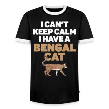 I Can't Keep Calm I Have A Bengal Cat Kitty - Men's Ringer Shirt - black/white - Front - AI Model Female 172 light (172cm) & AI Model Male 178 light (178cm)