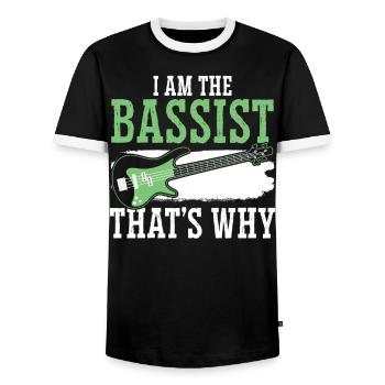 Je suis le bassiste C’est pourquoi bassiste - T-shirt contrasté Homme - noir/blanc - Devant - AI Model Female 172 light (172cm) & AI Model Male 178 light (178cm)