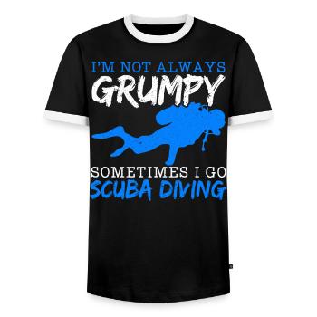 Scuba Diving Aquaholic Freediving Marine Diver - Men's Ringer Shirt - black/white - Front - AI Model Female 172 light (172cm) & AI Model Male 178 light (178cm)