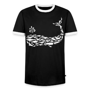 Whale Lover Marine Mammal Sea Animal Underwater - Men's Ringer Shirt - black/white - Front - AI Model Female 172 light (172cm) & AI Model Male 178 light (178cm)