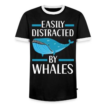 Leicht abgelenkt von Walen Meeressäugetiere - Männer Kontrast-T-Shirt - Schwarz/Weiß - Vorne - AI Model Female 172 light (172cm) & AI Model Male 178 light (178cm)