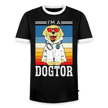 I'm A Dogtor Veterinarian Animal Doctor Future Vet - Men's Ringer Shirt - black/white - Front - AI Model Female 172 light (172cm) & AI Model Male 178 light (178cm)