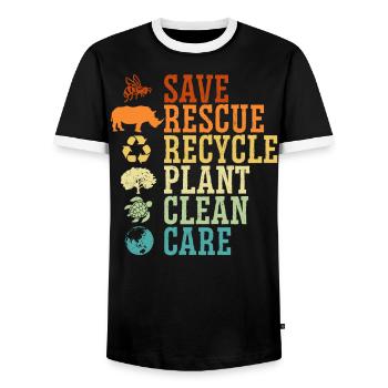 Environnementaliste Nature Recyclage Fête de la Terre mère - T-shirt contrasté Homme - noir/blanc - Devant - AI Model Female 172 light (172cm) & AI Model Male 178 light (178cm)