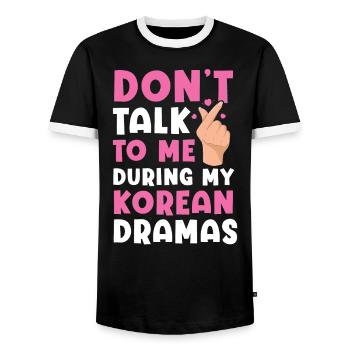 Ne me parlez pas pendant mes drames coréens K-Drama - T-shirt contrasté Homme - noir/blanc - Devant - AI Model Female 172 light (172cm) & AI Model Male 178 light (178cm)