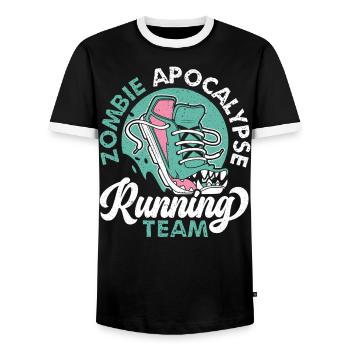Zombie Apocalypse Running Team Halloween - Männer Kontrast-T-Shirt - Schwarz/Weiß - Vorne - AI Model Female 172 light (172cm) & AI Model Male 178 light (178cm)