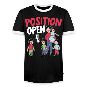 Position Open Single Dad Fatherhood Fathers Day - Men's Ringer Shirt - black/white - Front - AI Model Female 172 light (172cm) & AI Model Male 178 light (178cm)