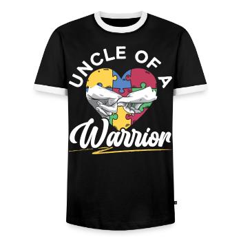 Oncle d’un guerrier Oncle Toujours conscience de l’autisme - T-shirt contrasté Homme - noir/blanc - Devant - AI Model Female 172 light (172cm) & AI Model Male 178 light (178cm)