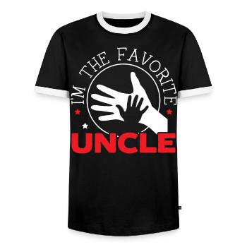 I'm The Favorite Uncle Proud Uncle Best Uncle Ever - Men's Ringer Shirt - black/white - Front - AI Model Female 172 light (172cm) & AI Model Male 178 light (178cm)