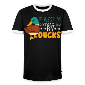 Facilement distrait par duck duckling duck lover - T-shirt contrasté Homme - noir/blanc - Devant - AI Model Female 172 light (172cm) & AI Model Male 178 light (178cm)