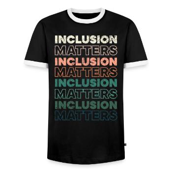 Inclusion Matters Autism SPED Teacher Speducator - Men's Ringer Shirt - black/white - Front - AI Model Female 172 light (172cm) & AI Model Male 178 light (178cm)