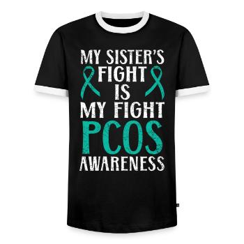 Le combat de ma sœur est mon combat sensibilisation au SOPK - T-shirt contrasté Homme - noir/blanc - Devant - AI Model Female 172 light (172cm) & AI Model Male 178 light (178cm)