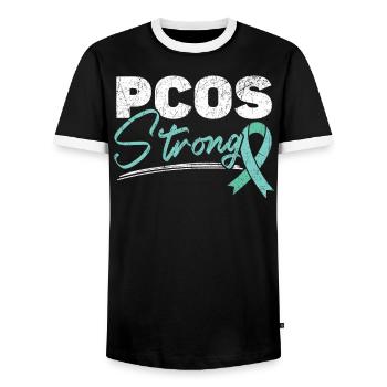 PCOS Starkes polyzystisches Ovarialsyndrom Krieger - Männer Kontrast-T-Shirt - Schwarz/Weiß - Vorne - AI Model Female 172 light (172cm) & AI Model Male 178 light (178cm)