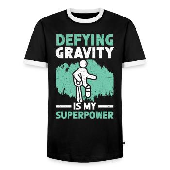 Défier la gravité est ma blessure à la jambe cassée super-pouvoir - T-shirt contrasté Homme - noir/blanc - Devant - AI Model Female 172 light (172cm) & AI Model Male 178 light (178cm)