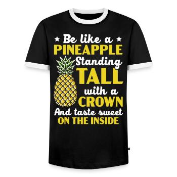 Pineapple Lover Hello Summer Tropical Fruit - Men's Ringer Shirt - black/white - Front - AI Model Female 172 light (172cm) & AI Model Male 178 light (178cm)