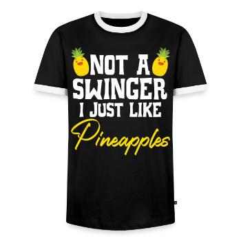 I Just Like Pineapples Summer Tropical Fruit - Men's Ringer Shirt - black/white - Front - AI Model Female 172 light (172cm) & AI Model Male 178 light (178cm)