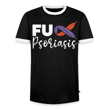 Psoriasis Warrior Hautkrankheit Psoriasis Bewusstsein - Männer Kontrast-T-Shirt - Schwarz/Weiß - Vorne - AI Model Female 172 light (172cm) & AI Model Male 178 light (178cm)