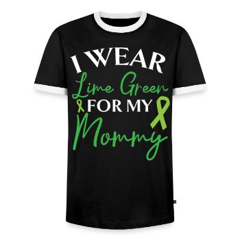 I Wear Lime Green For My Mama Non-Hodgkin Lymphoma - Men's Ringer Shirt - black/white - Front - AI Model Female 172 light (172cm) & AI Model Male 178 light (178cm)
