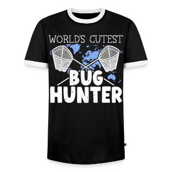 World's Cutest Bug Hunter Insect Catching Ladybug - Men's Ringer Shirt - black/white - Front - AI Model Female 172 light (172cm) & AI Model Male 178 light (178cm)