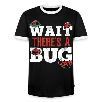 Wait There's A Bug Entomology Insect Ladybug - Men's Ringer Shirt - black/white - Front - AI Model Female 172 light (172cm) & AI Model Male 178 light (178cm)