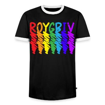 Roygbiv Art Teacher Artist Painter Painting - Men's Ringer Shirt - black/white - Front - AI Model Female 172 light (172cm) & AI Model Male 178 light (178cm)